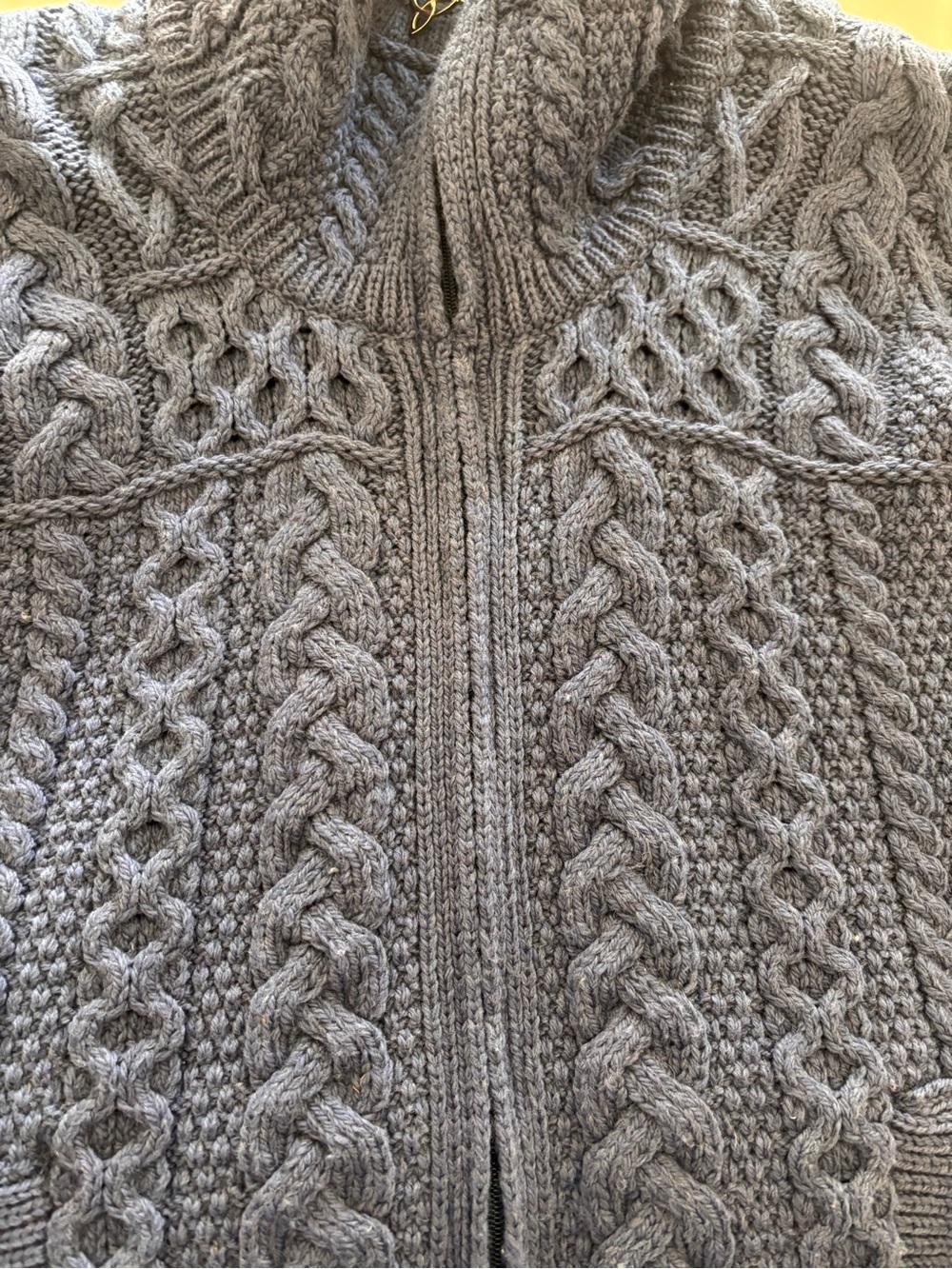 Aran Crafts Irish Knit Sweater - Blue - XS - zip w/high neck. WARM - Picture 2 of 8